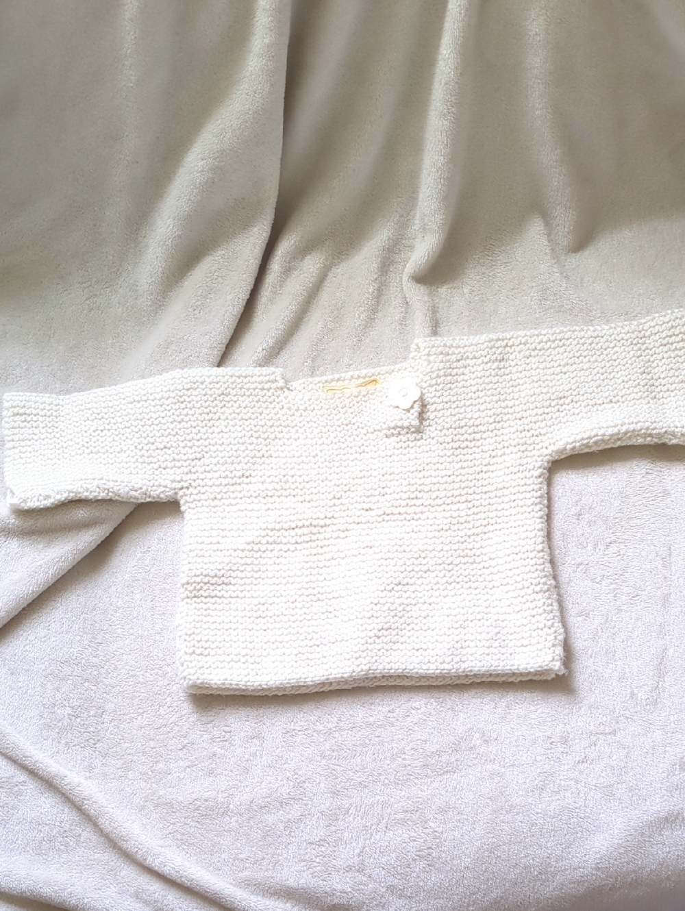 Cream Knit Baby Sweater with Side Button Detail